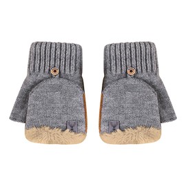 TINAYAUE Winter Warm Convertible Mittens for Elegant Men - Coldproof Writing Typing Touchscreen Gloves with Padded Plush Outdoor Cycling Half Finger Flip Top Gloves