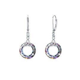 Celtic Earrings Women's 925 Silver Crystal Celtic Hoop Earrings for Girls Celtic Earrings Celtic Jewellery Christmas Gifts for Mum Daughter Grandmother Girlfriend Sister Friends, Sterling Silver