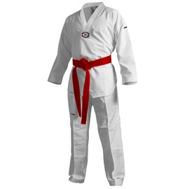AAMA Taekwondo Fighter II Ultralight 100% Polyester Uniform - White V-Neck - 190 (6)