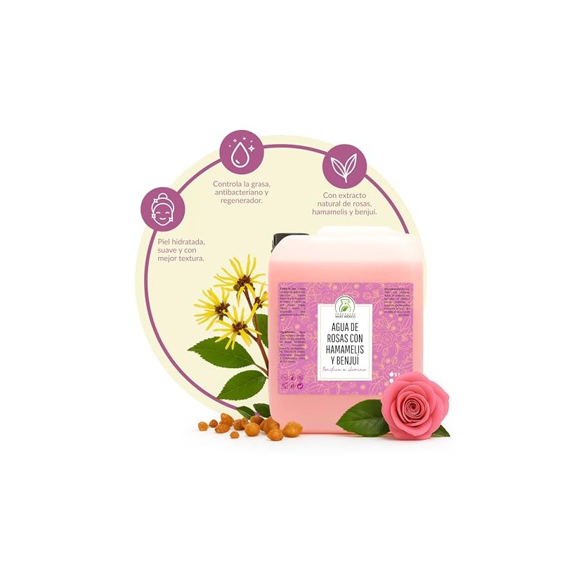 Agua De Rosas Con Hamamelis Y Benjuí Tónico Facial Productos