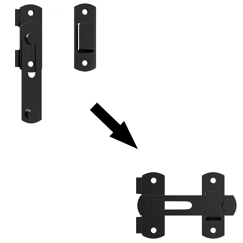 2 PCS Stainless Steel Black Door Lock,Safety Door Latch,Flip Latch