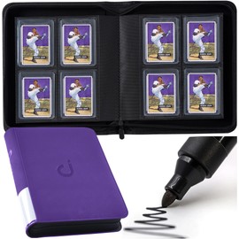 Toploader Binder, Holds 128 Top Loaders - 4 Pocket Top Loader Binder for 3" x 4" Rigid Card Holders for Trading Cards or Sports Cards, Model A - Classic Purple