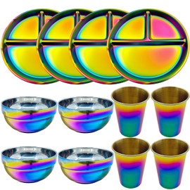 Ceiteo 12-Piece Stainless Steel Rainbow Dinnerware Set for 4