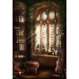 Baocicco Magic Library Interior Blackboard Backdrop 5x7ft Photography Background Reading Room Bookshelf Arched Window Magician Indoor Light Luxury Home Fortune Teller College