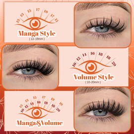 Seeklip Lash Clusters 147 Pcs 13-19mm Manga Eyelash Clusters & 171Pcs 10-20mm Fluffy Lashes Cluster Mixed Diy Individual Lash Extension (Starlash Only)