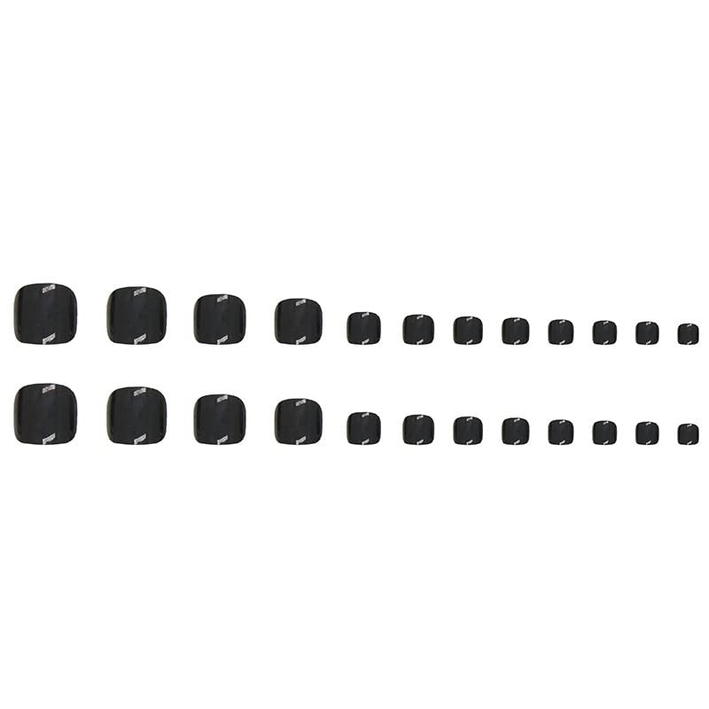 Black Press on Toe Nails Pure Black Color Fake Toe