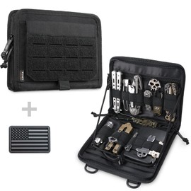 WYNEX Tactical Folding Admin Pouch, Molle Tool Bag of Laser-Cut Design, Utility Organizer EDC Medical Bag Modular Pouches Tactical Attachment Waist Pouch Include U.S Patch