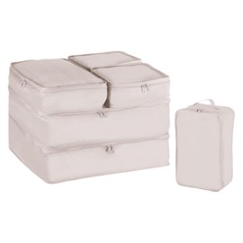 PATIKIL 6 Set Packing Cube Travel Storage Bags Packing Luggage Organizer Bag Waterproof Clothing Laundry Bag Shoe Bag for Suitcases Travel Accessories, Beige