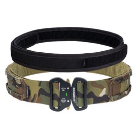 IDOGEAR 2 Inch Tactical Belt Combat Quick Release Buckle Rigger Belt Military Style Molle Durable Belt System 2 Inch Outer Belt and 1.75 Inner Belt Set (Large, Multi-Camo MC)