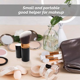 TOFBS Pack of 2 Premium Makeup Brushes Retractable Kabuki Cosmetic Brush with Cap Portable Bevelled Dome Shape Powder Brush Soft Makeup Face Brush Blush Brush