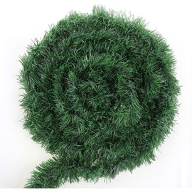 CCINEE 33FT Green Tinsel Garland Artificial Christmas Pine Decorative Garland Greenery Tinsel Stems Non-Lit Soft Twist Garland 12 Inch x 2Inch for Holiday Season Outdoor Indoor Party Decorations