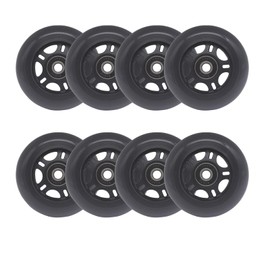 Fichanko Inline Skate Wheels, 72mm 76mm 80mm, 8 Pack with ABEC-9 Bearings, 85A Hardness for Indoor, Outdoor Skating (Black, 80mm)