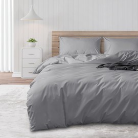 DUJUIKE Waterproof Duvet Cover, Duvet Protector, Waterproof, Anti-Incontinence, Suitable for Pets, Cats and Dogs, Children, Elderly, Double Zip (Grey, Queen (200 x 200 cm))