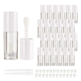COSIDEA - 14 varillas vacías de 6 ml, tubos gruesos para brillo de labios, tubos redondos de brillo de labios rosados, con varita gruesa, Blanco