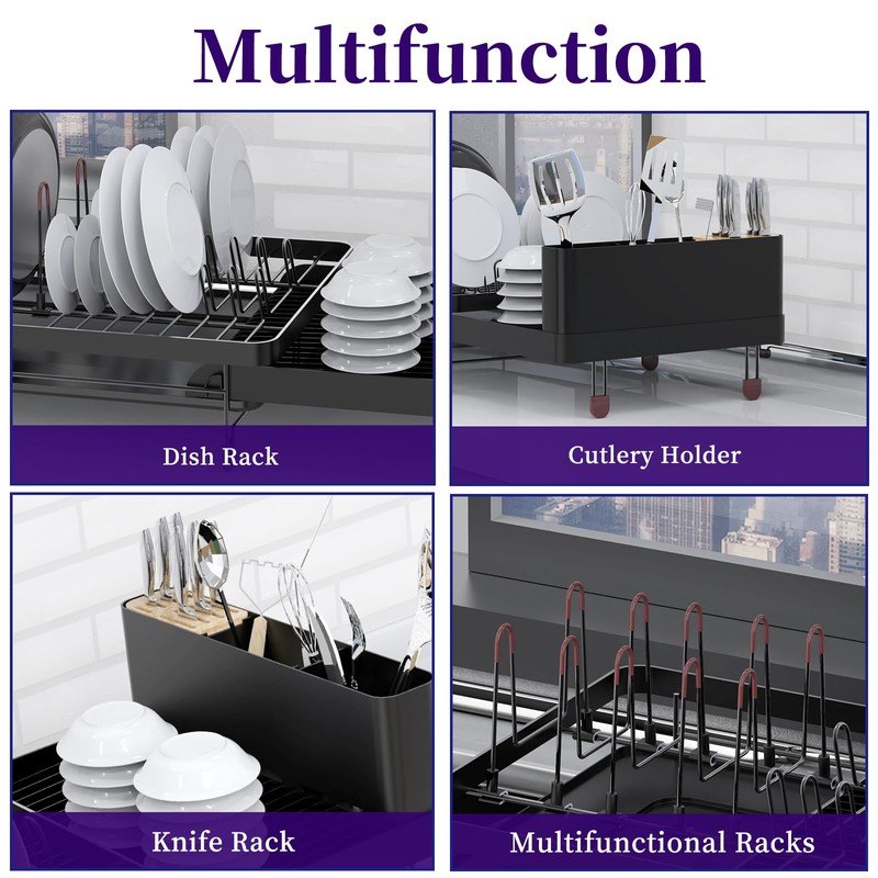 Aonee Dish Drying Rack, Extendable Dish Rack, Multifunctional Dish Rack