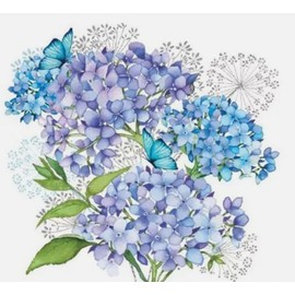 Set of 2 HYDRANGEA FLOWERS BLUE paper napkins for decoupage and scrapbooking