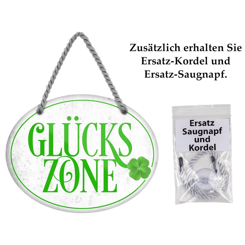 Glückszone Sign - Hanging Sign with Cord and Suction Cup