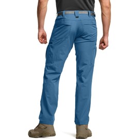 CQR Men's Quick Dry Tactical Pants, Water Resistant Outdoor Pants, Lightweight Stretch Cargo Work Hiking Pants, Rocky Cargo Glaucous, 30W x 30L