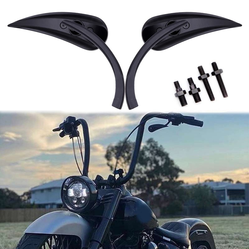 Black Motorcycle Rear View Sportster Mirrors Compatible with Harley Road