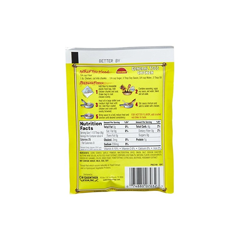 Sun Bird General Tso's Chicken Seasoning Mix, 1.14 oz, 12ct