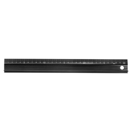 sourcing map Metal Ruler 30 cm Metric Ruler Measuring Aluminium Alloy Non-Slip Protective Ruler Straight Cutting Ruler Measuring Tool with Hanging Hole for Cutting Measuring Black
