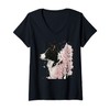 Womens Border Collie Cherry Blossom Dog Breed Japanese Sakura V-Neck