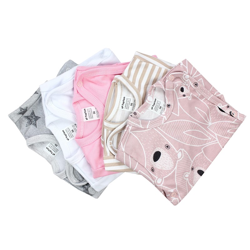 TupTam unisex, long-sleeved, wrap bodysuit, set of 5 - Girls