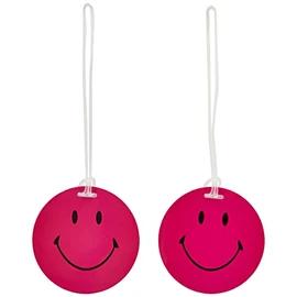 Korjo Smiley Faces Luggage Tags, 2 Pack, Pink