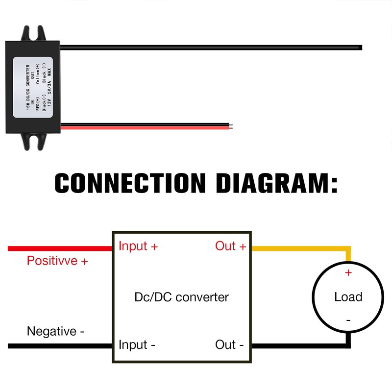 Weewooday 12v to 5v Dc Converter Buck Module USB Output