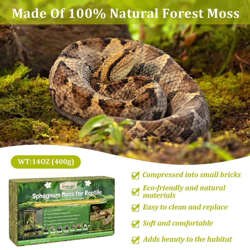 Legigo 14 OZ Sphagnum Moss for Reptile- 16 QT Natural