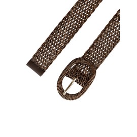 Allegra K Women's Skinny Waist Belts Braided Woven Belt for Dress Metal Buckle, coffee