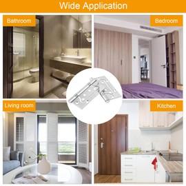 QINGHEC 6 Pcs Heavy Duty Flush Hinges, Stainless Steel Door Hinges 4 inch Flush Hinges with Ball Bearing, Internal Door Hinges, Large Flush Hinges, Metal Gate Hinge for Internal and External Gate