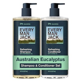 Every Man Jack Set de champú y acondicionador para hombre, eucalipto australiano, sin sulfatos, fabricado con ingredientes refrescantes alimentados po