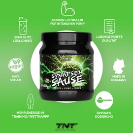TNT Synapsensause "Apple" (440 g) • Pre-Workout Booster • Fitness & Bodybuilding Booster • Training Booster with L-Citrulline, Caffeine & Guarana • High Quality, Laboratory Tested, Made in Germany