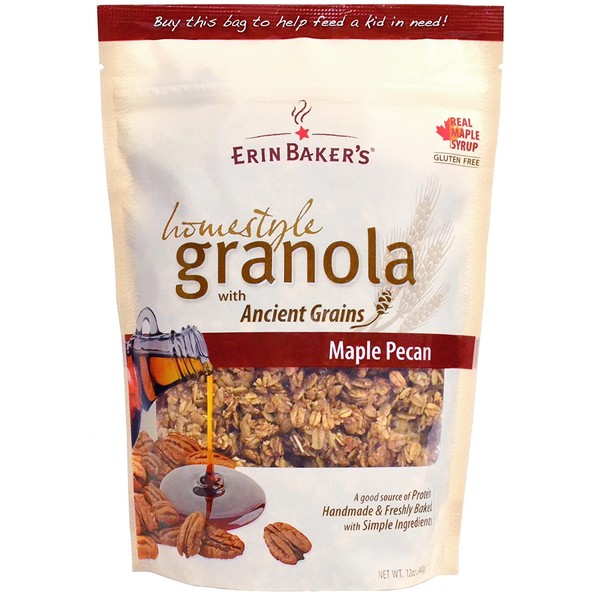Erin Baker's Homestyle Granola, Maple Pecan, Gluten-Free, Ancient Grains, Vegan, Cereal, 12-ounce bag