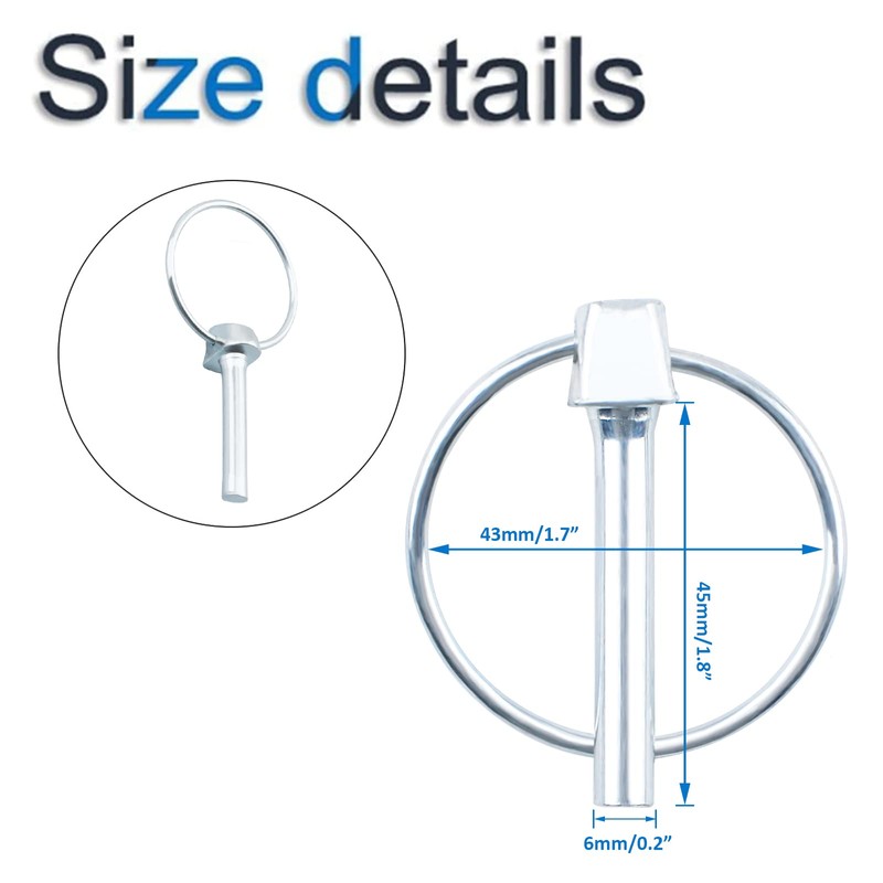 INCREWAY Linch Pin, 10PCS Diameter 6mm Carbon Steel Trailer Lock