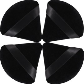 JOLY Triangle Powder Puff Face Makeup Sponge Beauty Blender Stocking Stuffers Puffs for Women apply Loose Powder and Foundation (4Pcs Black)