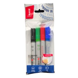 memobe Board Marker Pack of 4, Line Width 2-3 mm, Bullet Tip, Assorted Colours (1 x Black, 1 x Green, 1 x Red, 1 x Blue), L138 x Diameter 16 mm, Wipe-Clean, Quick-Drying