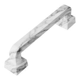 Alzassbg 6 Pack White Marble Zinc Alloy Cabinet Pulls, 3-3/4 Inch(96mm) Hole Centers Metal Cabinet Handles Kitchen Hardware for Cabinets AL3212WMB