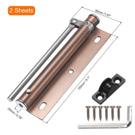 sourcing map 2 Pcs 155mm/6.1" Spring Door Closer, Stainless Steel Automatic Door Closers with Adjustable Closing Speed for Home Self-Closing 5kg Door, Red Bronze