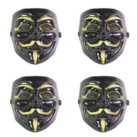 Set of 4 Black V for Vendetta Guy Fawkes Anonymous Costume Cosplay Masks