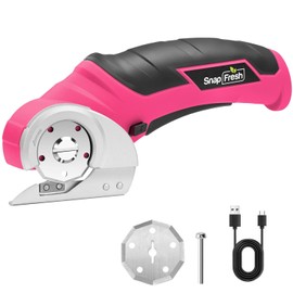 SnapFresh Cordless Electric Scissors, 4V Mini Cardboard Cutter (Hot Pink)