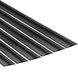 D-Line 6ft Linkable Floor Cord Cover/Cable Protector 6 Pack (36ft Total), Protect Cords and Prevent a Trip Hazard, 6 x 6ft Lengths, Cable Cavity 0.56in (W) x 0.35in (H) - Black