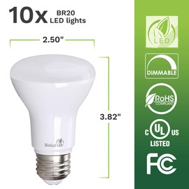 Bioluz LED Light Bulb BR20 Light Bulbs 3000K Bright Soft White LED Bulbs 6W=50W Replacement 90 CRI 540 Lumen Indoor/Outdoor UL Listed CEC Title 20 Compliant Home Decor LED Lights for Bedroom - 10 Pack