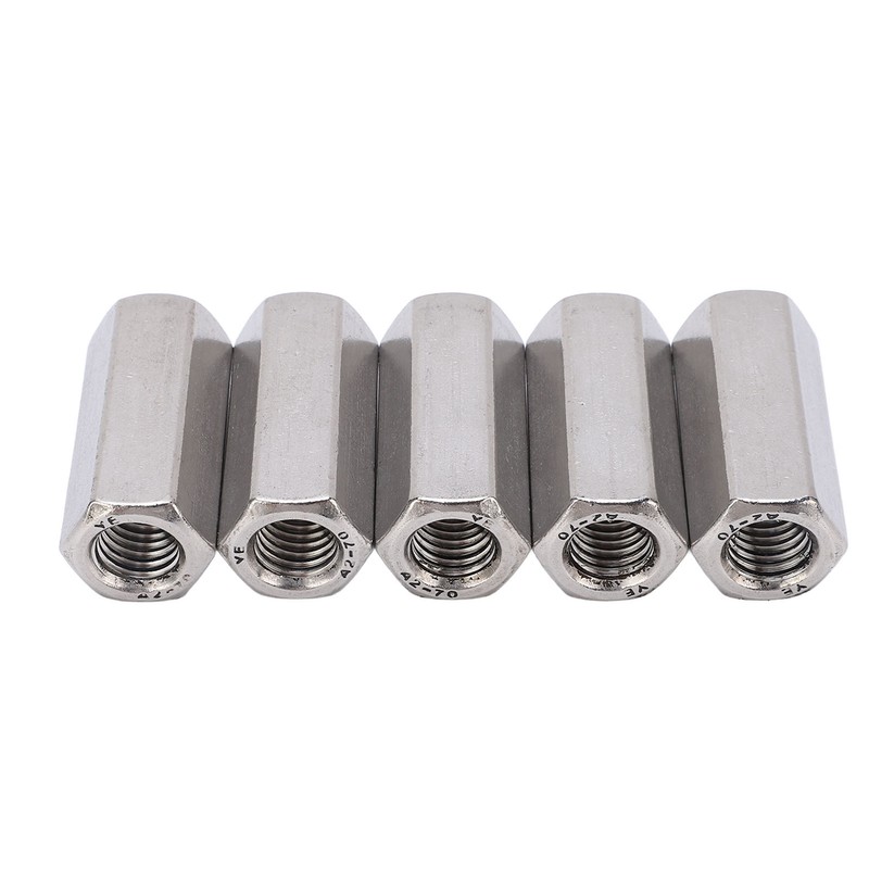 5Pcs Coupling Nut Hex Stainless Steel Anti Corrosion M12 Connector