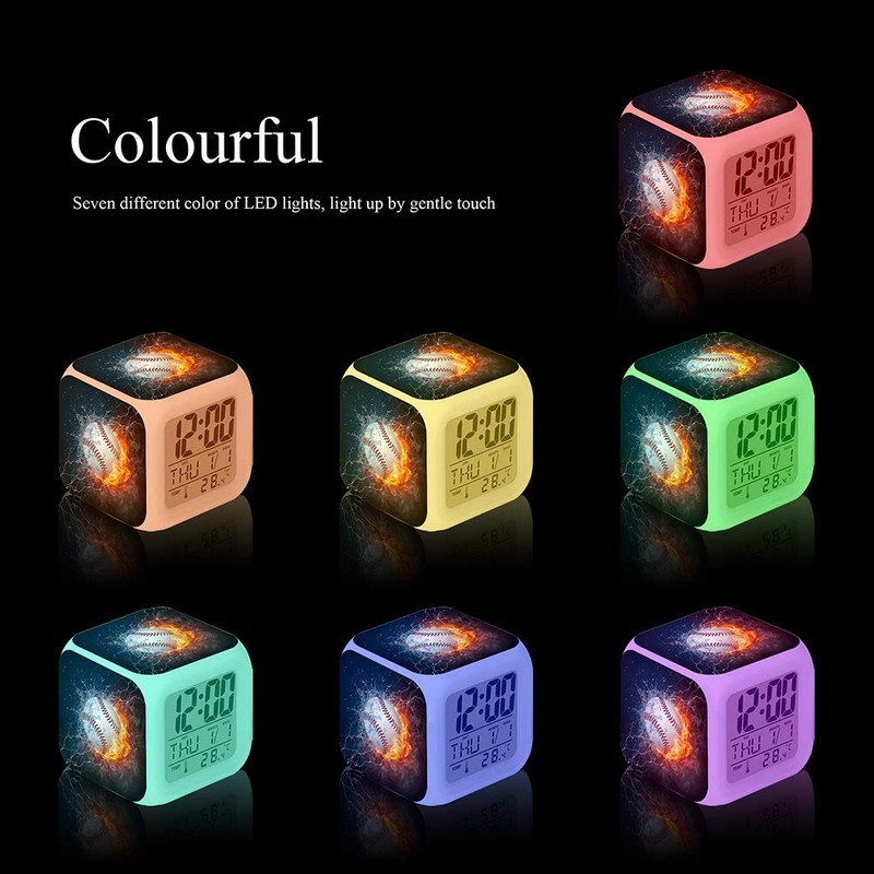 Cointone Led Alarm Clock Baseball Burning Sport Design Creative Desk
