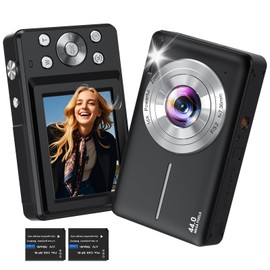 Digital Camera 44MP 1080P FHD Compact Digital Camera with 16X Digital Zoom, 2.4" IPS Screen, Anti-Shake for Teenagers Kids Beginner BLACK