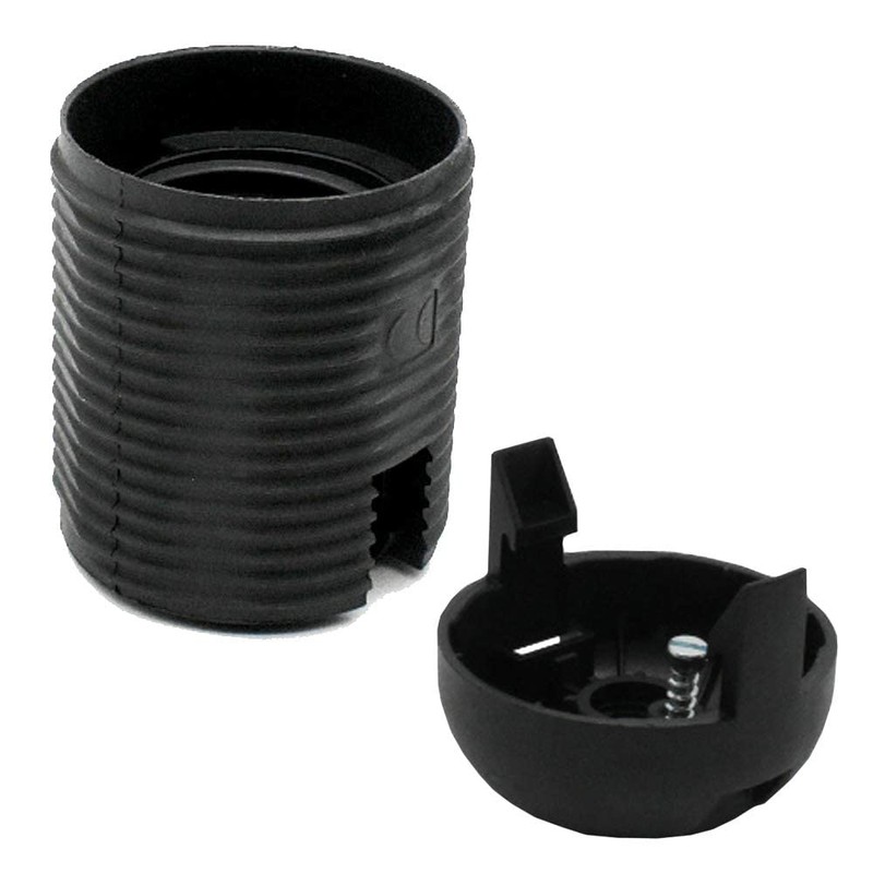 Socket E27 Black with Threaded Sheath and Cap Fine Thread