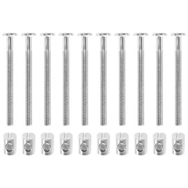 10 Sets of Furniture Connector Bolts and Barrel Nuts,Bed Bolt and Nut Kit (M6×70mm)