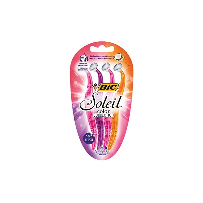 BIC Rastrillo Soleil Acero Inoxidable Mango Ergonómico Banda Lubricante con